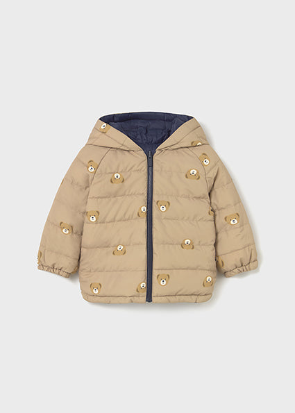 Mayoral Boys Reversible Navy & Beige Hooded Coat