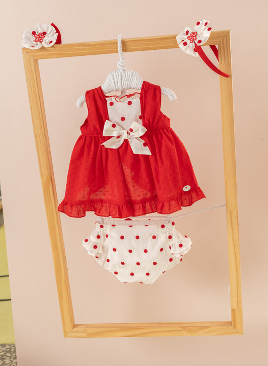Basmarti Baby Girl Red & White Jampant Set