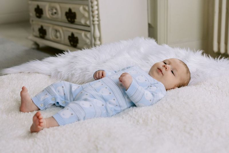 Emile et Rose Harry Blue Knitted Baby Romper & Hat Set