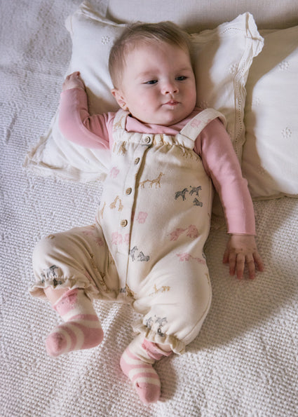 Mayoral Baby Girl Pink & Ivory Cotton Dungaree Set