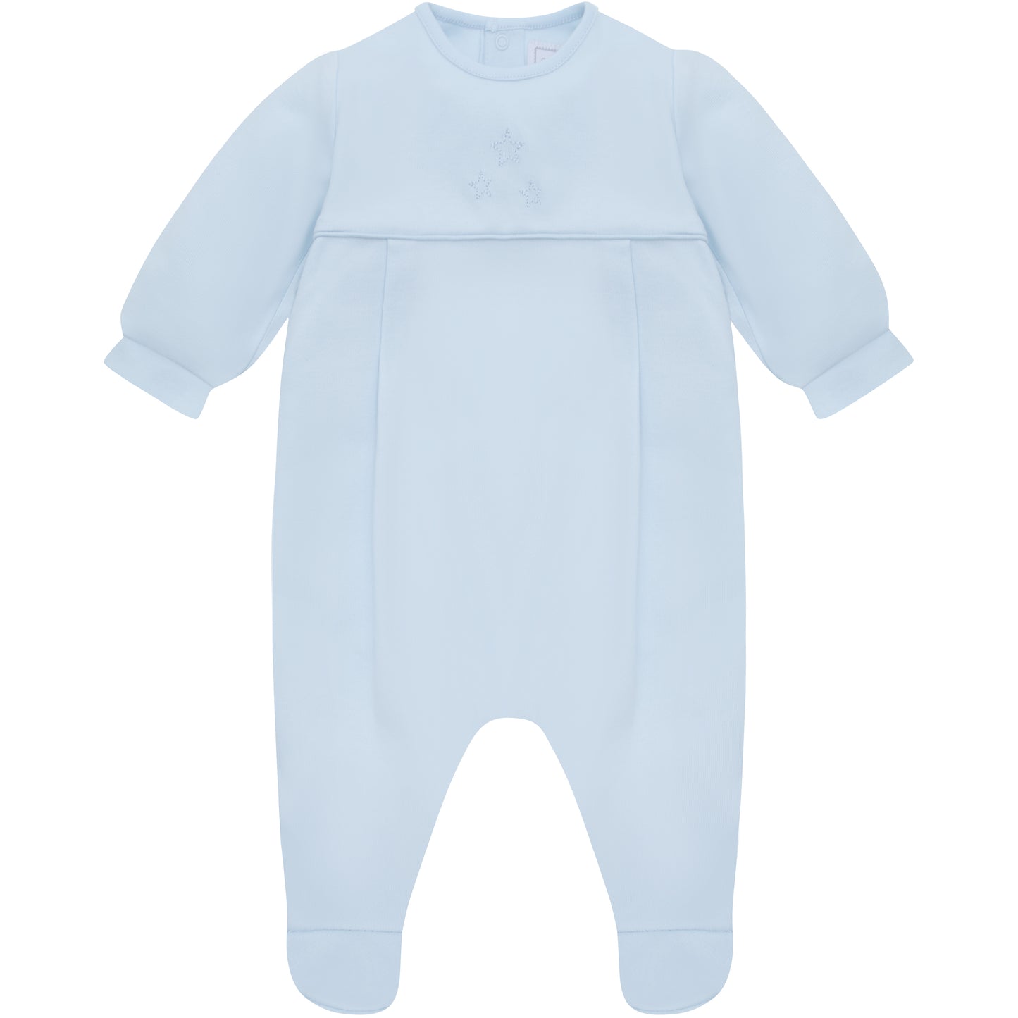 Emile et Rose Leonard Baby Boy Blue Cotton Babygrow with Detachable Bib