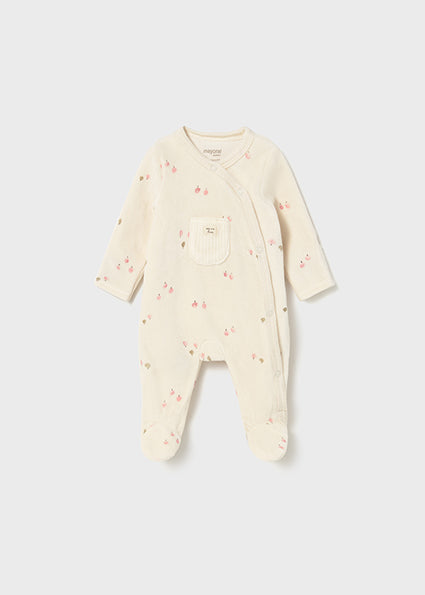 Mayoral Baby Girl Ivory & Pink Velour Babygrow