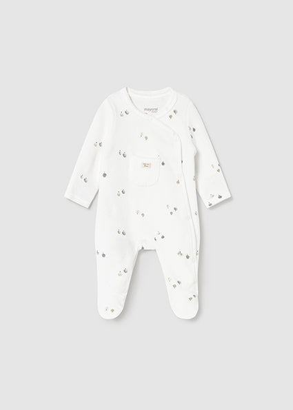 Mayoral Baby Unisex Ivory Velour Babygrow