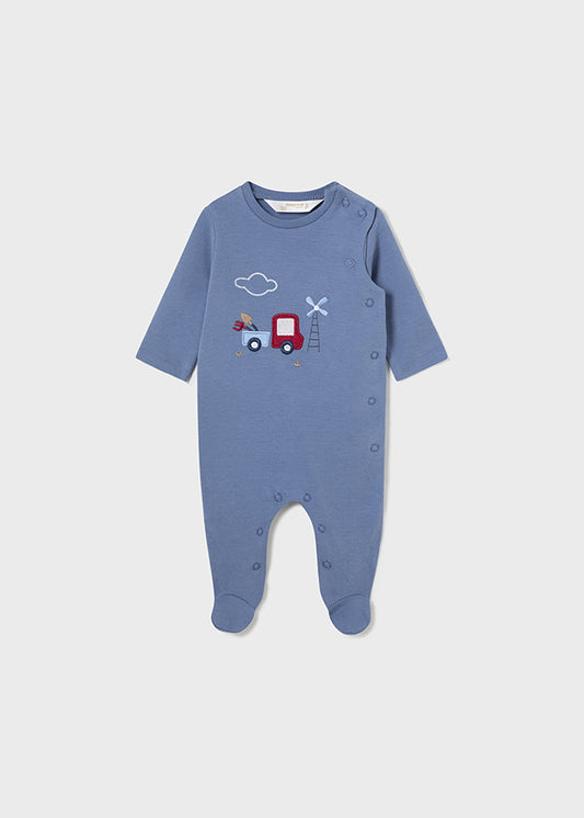 Mayoral Baby Boy Blue Farm Motif Babygrow