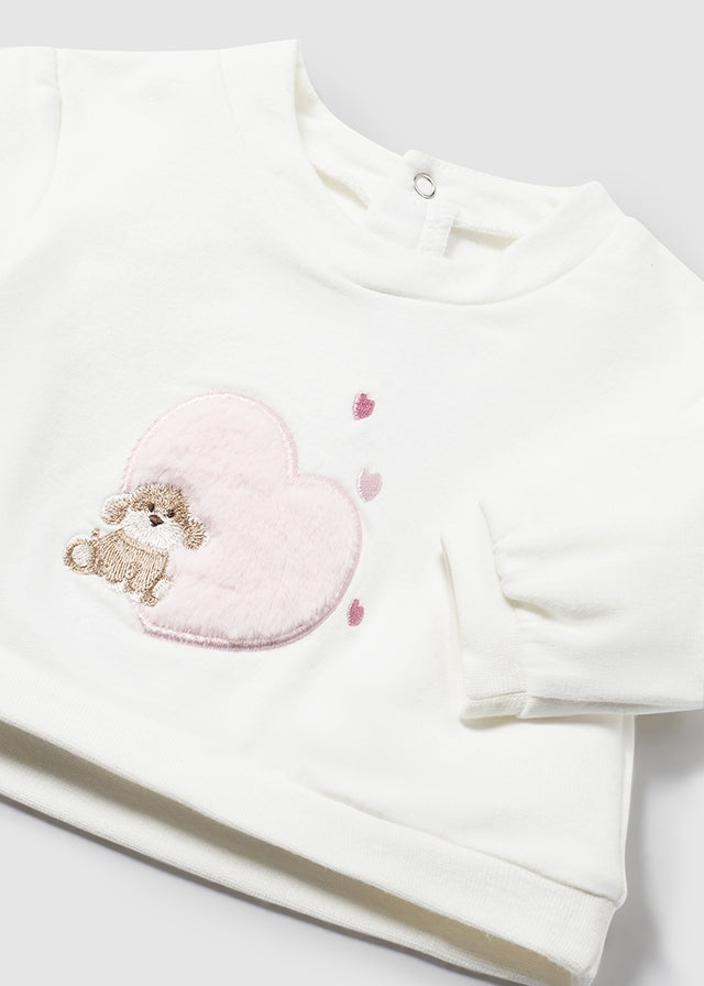 Mayoral Baby Girl Pink & Ivory Teddy Motif Outfit (3 Piece)