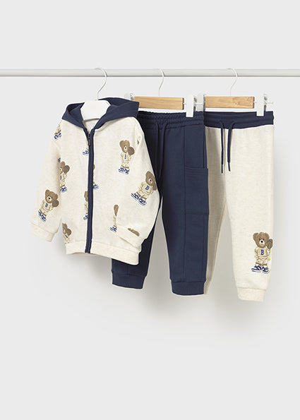 Mayoral Boys Navy & Ivory Teddy Print Tracksuit 3 Piece