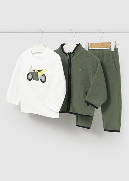 Mayoral Baby Boy Green & Ivory Motorbike Motif Tracksuit