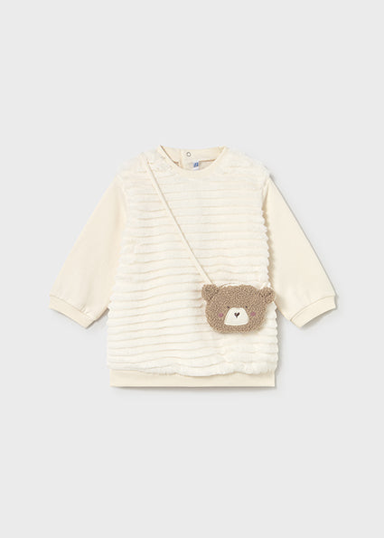 Mayoral Girls Beige Jumper Dress with Bag