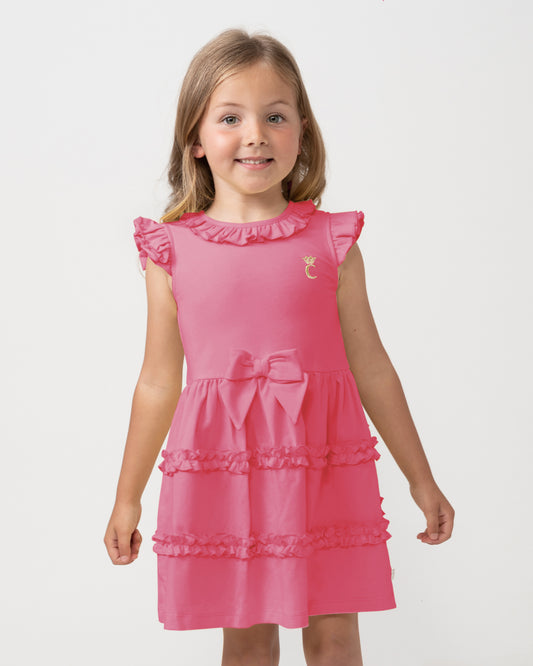 Caramelo Kids Girls Raspberry Pink Tiered Dress