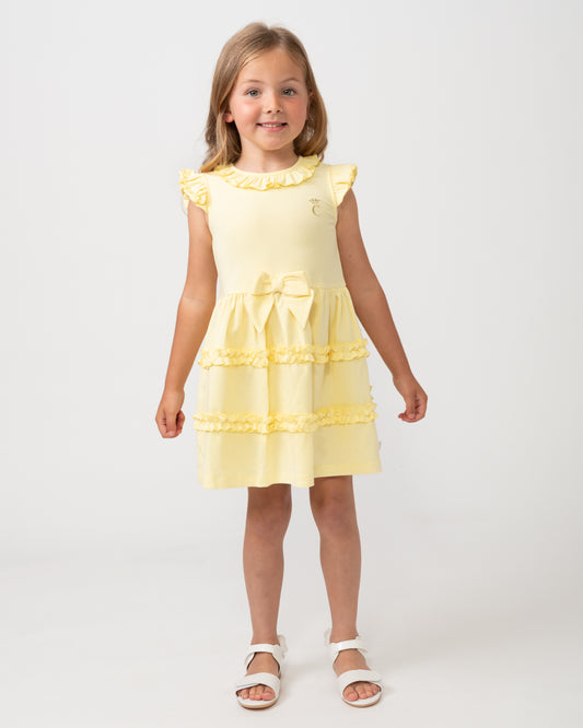 Caramelo Kids Girls Yellow Tiered Dress