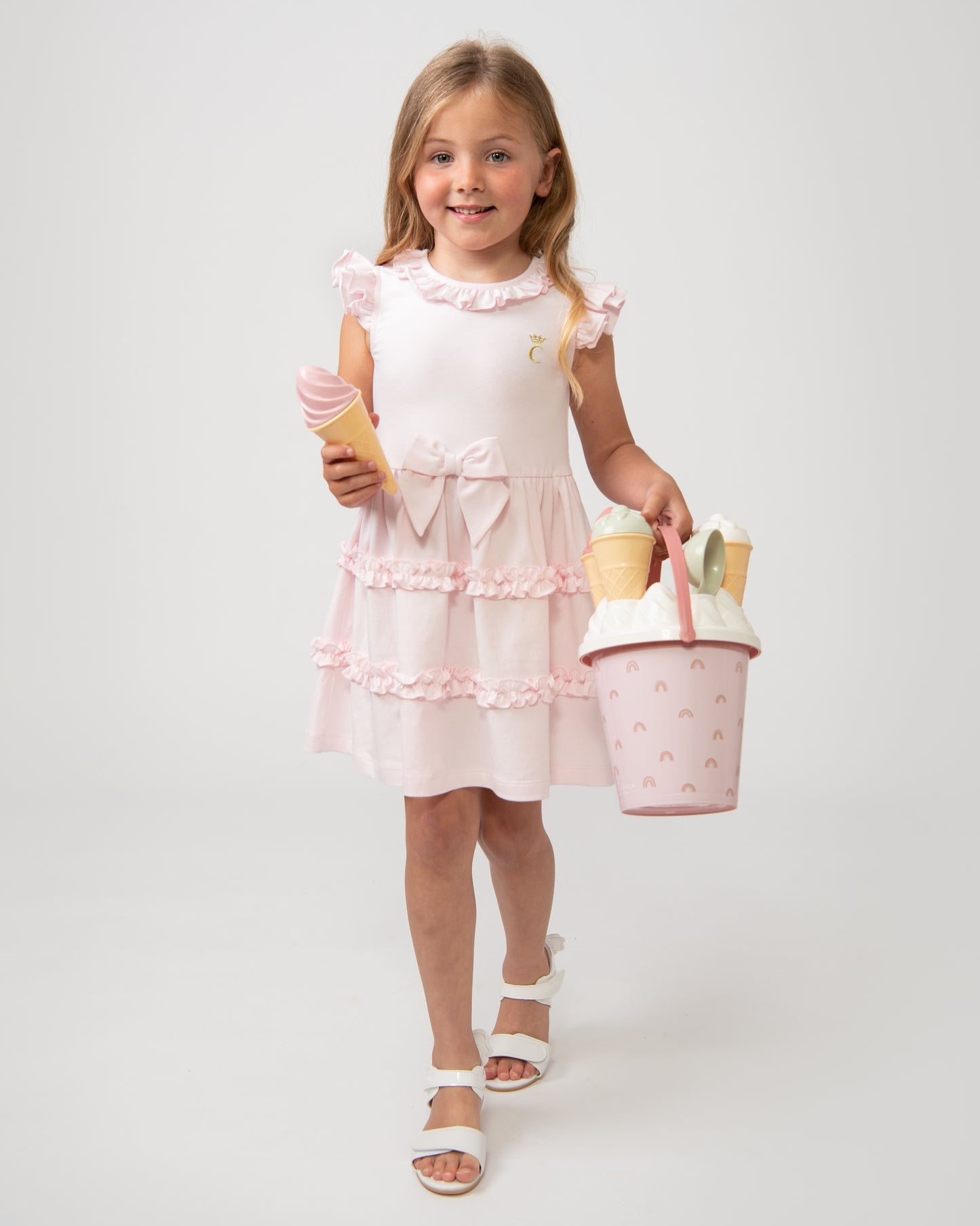 Caramelo Kids Girls Pink Tiered Dress