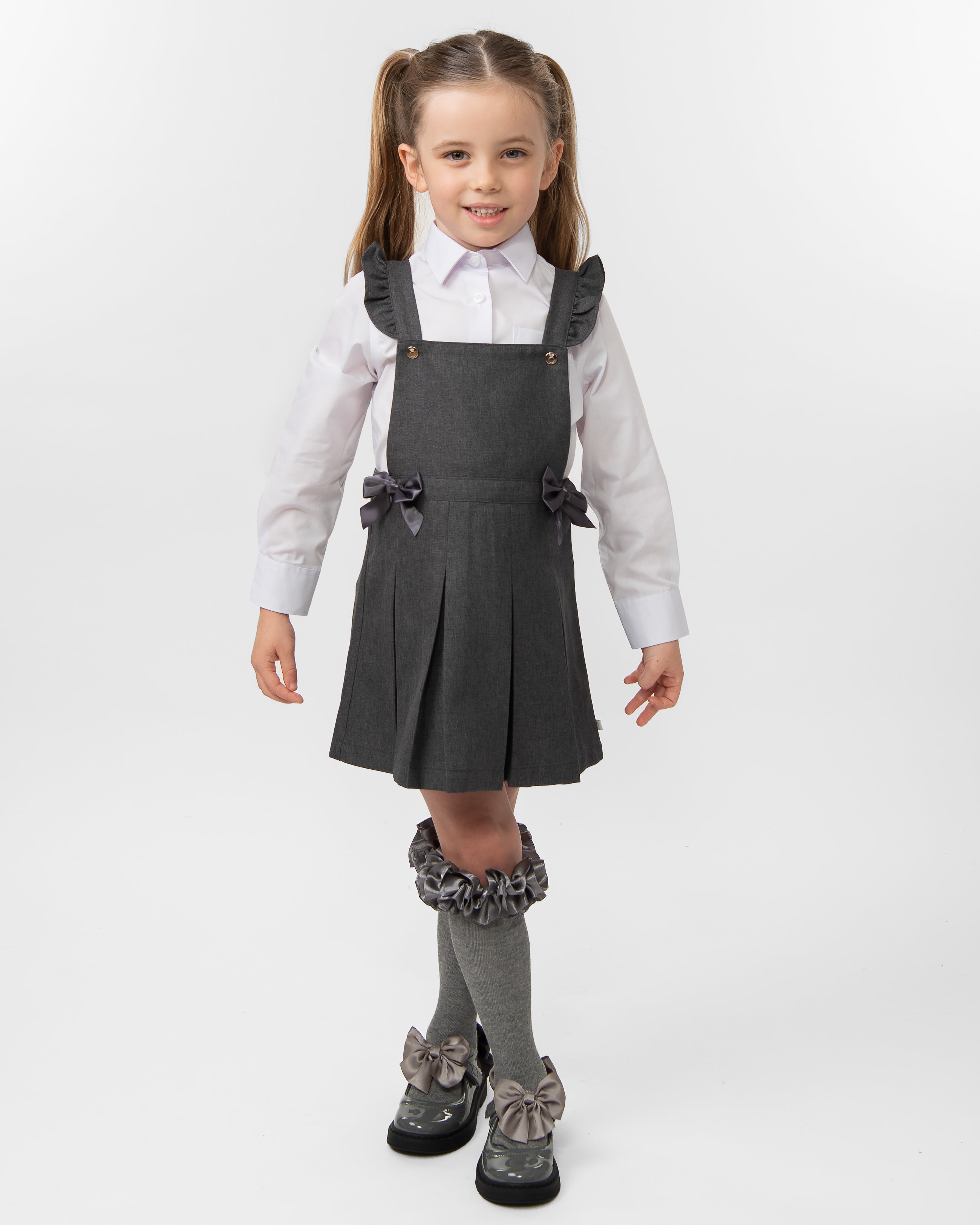Caramelo Kids Girls Grey School Pinafore Dress