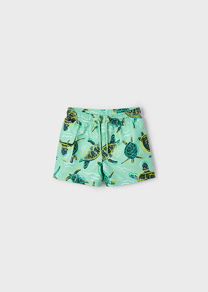 Mayoral Boys Green Turtle Print Swim Shorts