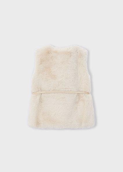 Mayoral Girls Beige Faux Fur Gilet