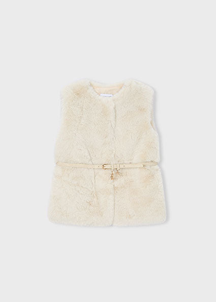 Mayoral Girls Beige Faux Fur Gilet