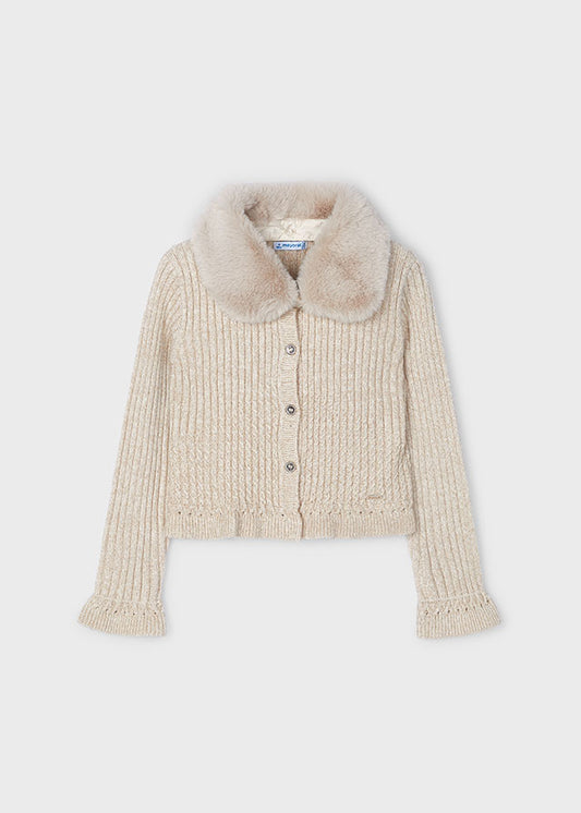 Mayoral Girls Beige Knit Cardigan