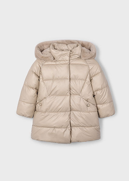 Mayoral Girls Beige Hooded Puffa Coat