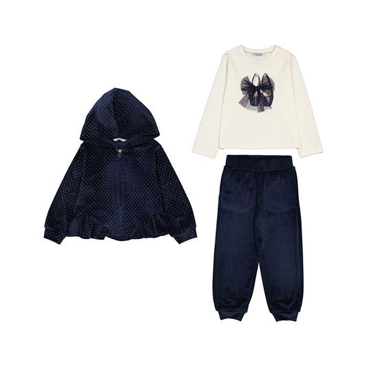 Mayoral Girls Navy & Ivory Sparkly Velour Tracksuit Set