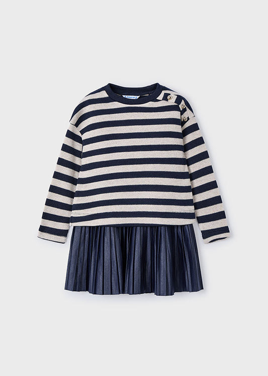Mayoral Girls Navy & Gold Dress & Jumper Set