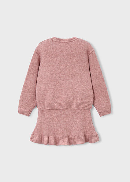 Mayoral Girls Pink Knitted Skirt Set