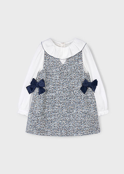Mayoral Girls Navy Tweed Dress