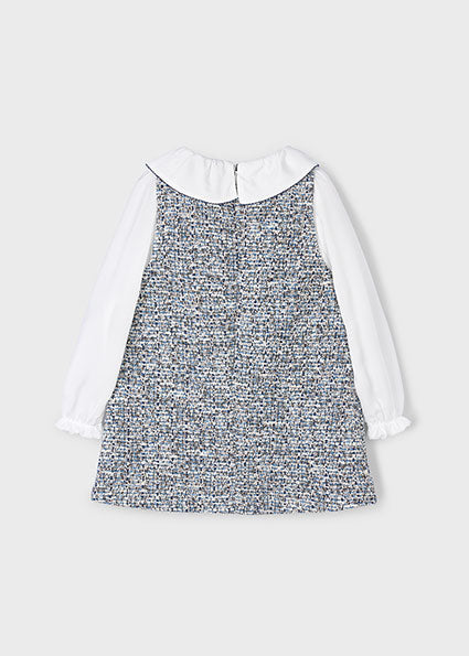 Mayoral Girls Navy Tweed Dress