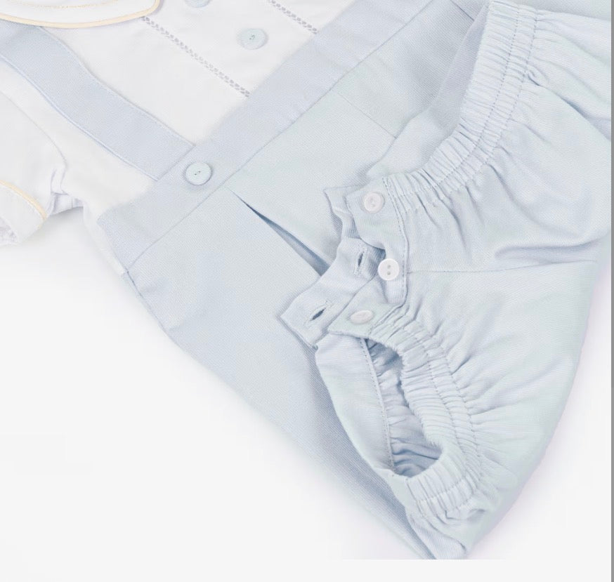 Pretty Originals Boys Blue & White Cotton Romper