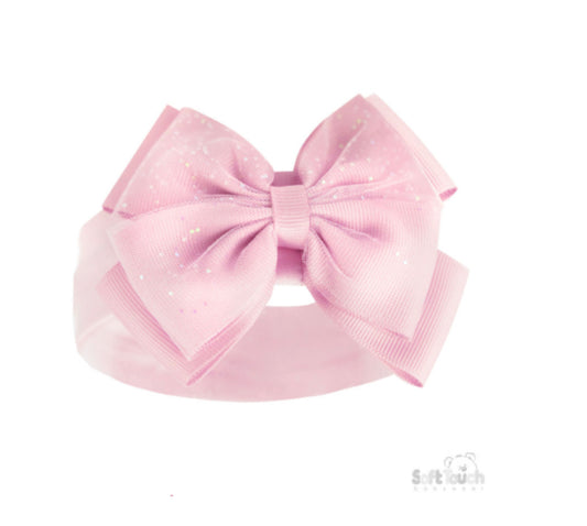Baby Girl Pink Glitter Bow Headband