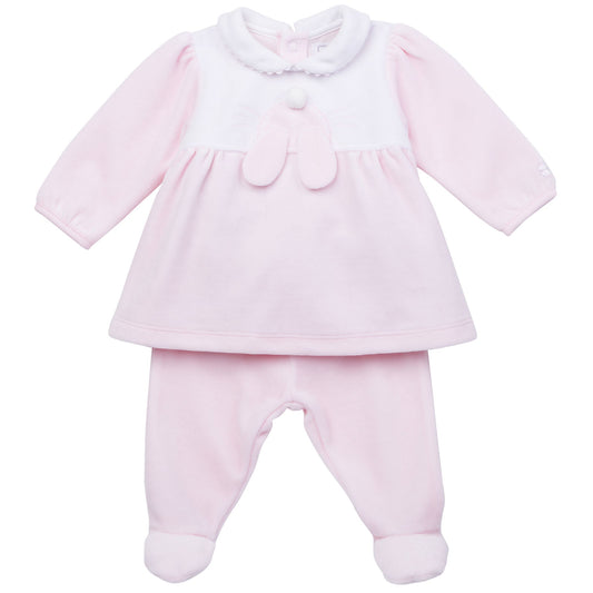 Emile et Rose Hazel Baby Girl Pink Velour 2 Piece