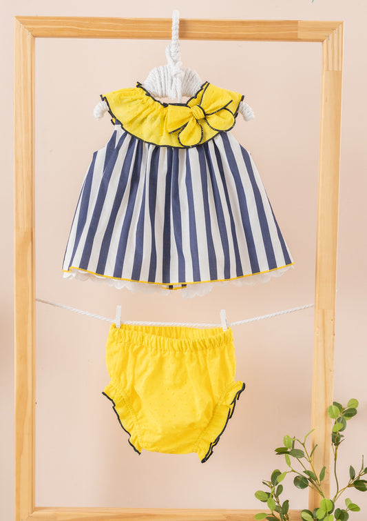 Basmarti Baby Girl Yellow & Navy Jampant set