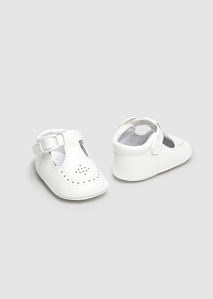 Mayoral Baby White T Bar Pram Shoes