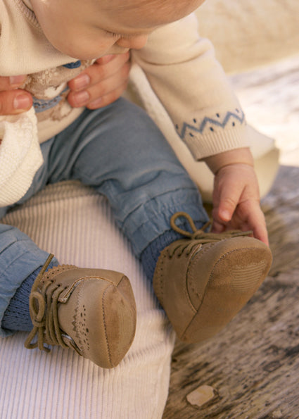 Mayoral Baby Beige Brogue Pram Shoes