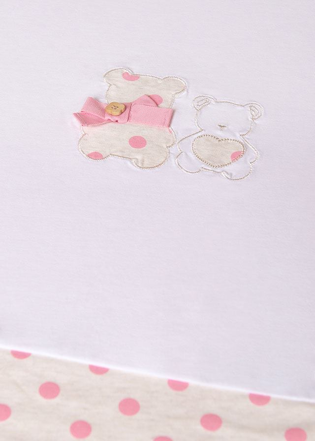 Mayoral Pink & Ivory Cotton Bear Baby Blanket