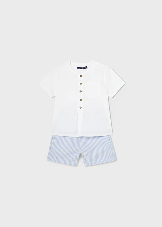 Mayoral Boys Blue & White Cotton Shorts Set