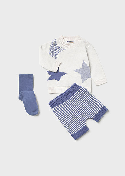 Mayoral Baby Boy Blue & Ivory 3 Piece Outfit