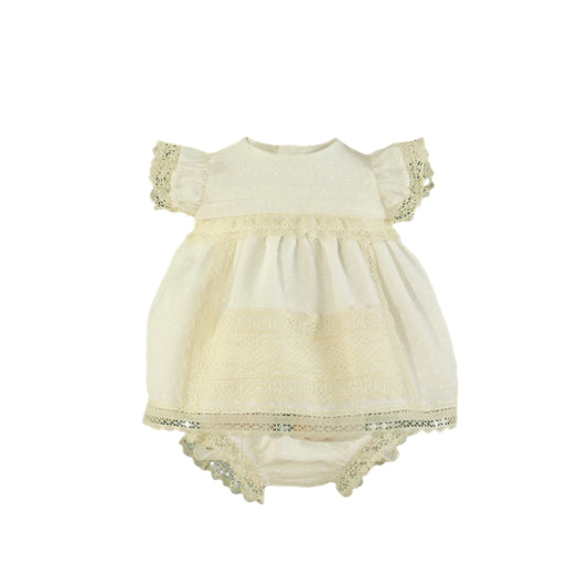 Miranda Baby Girl Ivory & Lace Dress Set