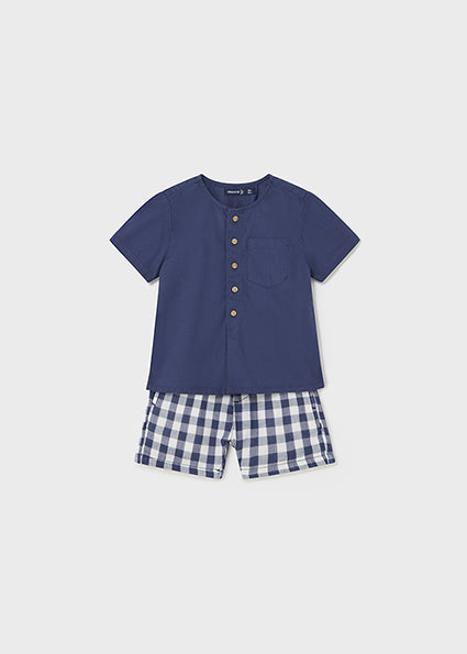 Mayoral Boys Navy & White Cotton Shorts Set