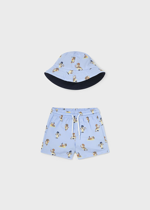 Mayoral Boys Blue Swimshorts & Hat Set