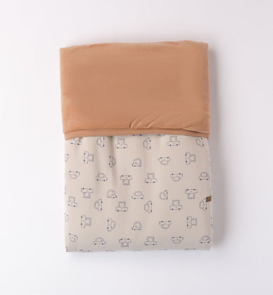 Minibanda Baby Boy Beige & Blue Car Print Blanket