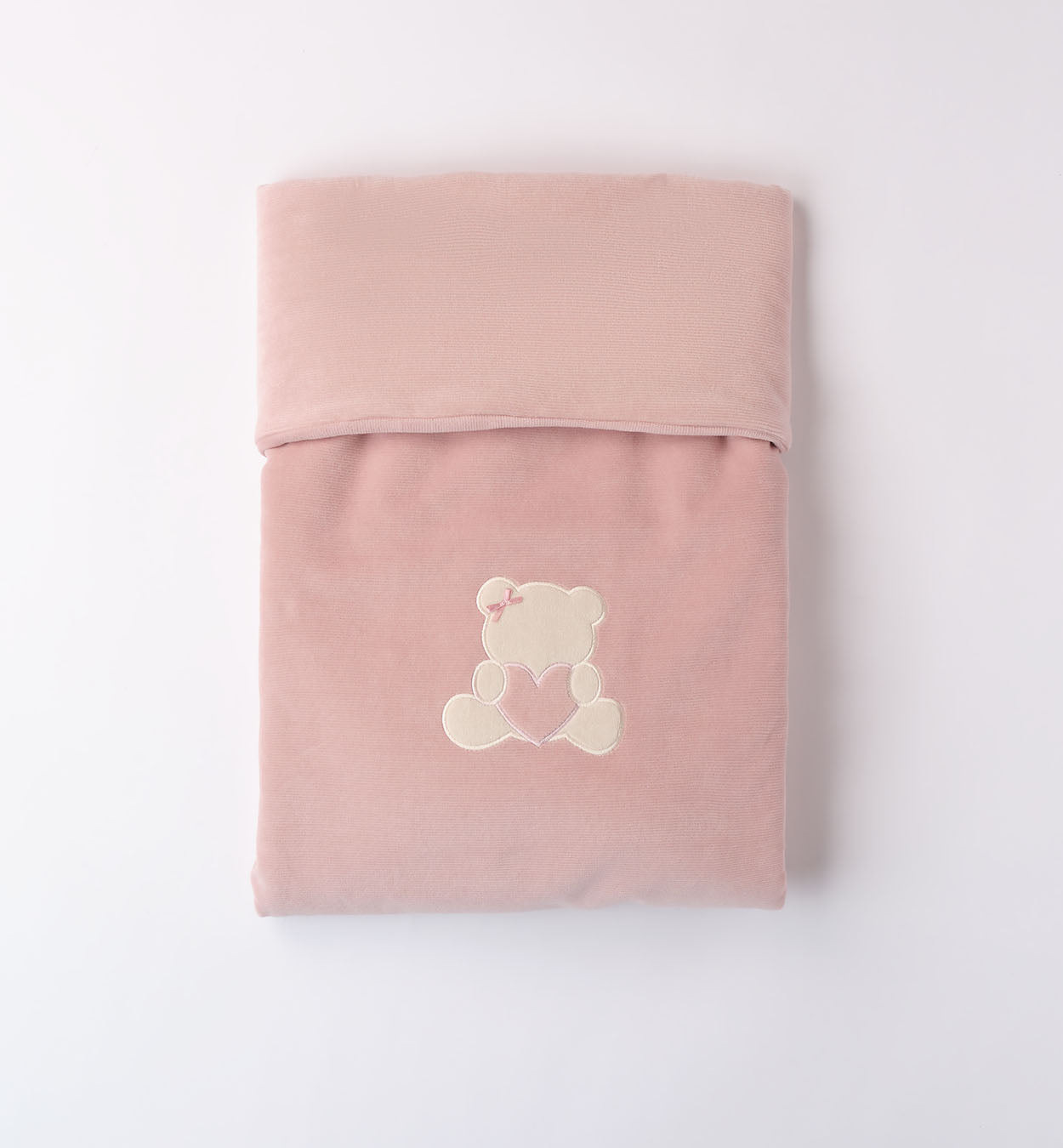 Minibanda Baby Girl Pink Velour Teddy Bear Motif Blanket