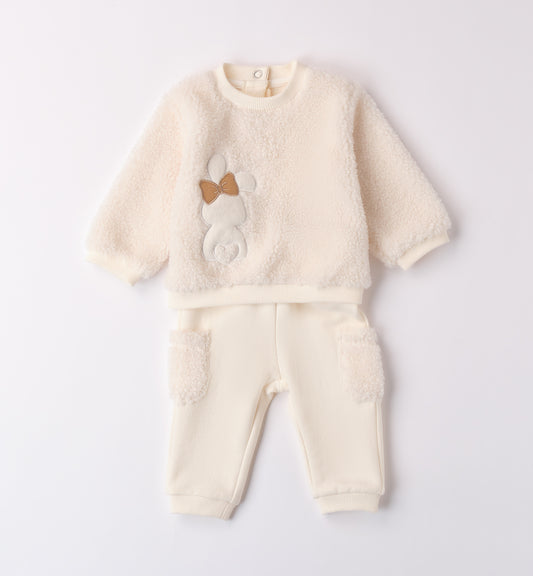 iDO Baby Girl Ivory Bunny Motif Tracksuit