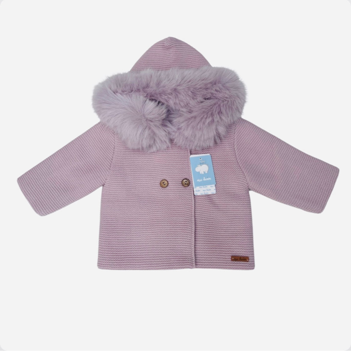 Mac Ilusion Baby Girl Lilac Knit Hooded Jacket