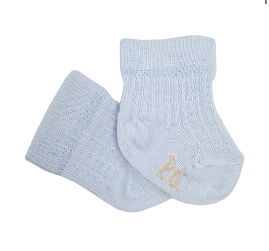 Pretty Originals Boys Blue Ribbed Ankle Socks