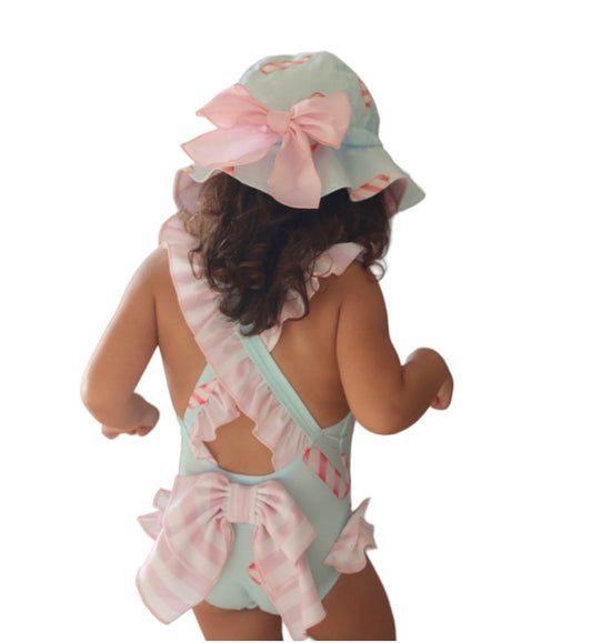 Phi Clothing Girls Blue & Pink Ice Lolly Cotton Sunhat