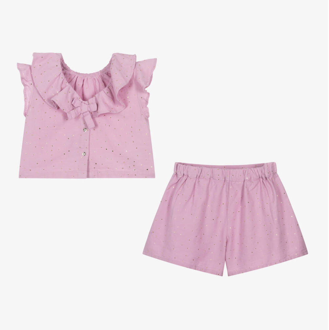Mayoral Girls Pink Cotton Shorts Set