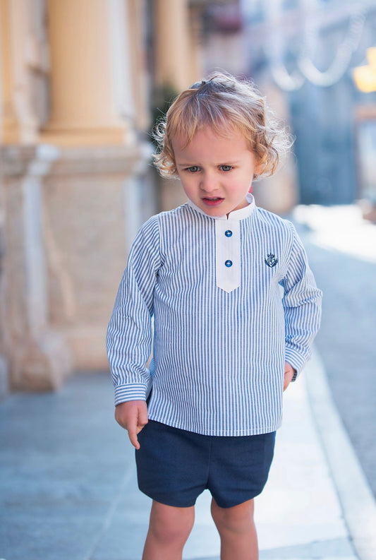 Rochy Baby Boy Blue & White Shorts Set