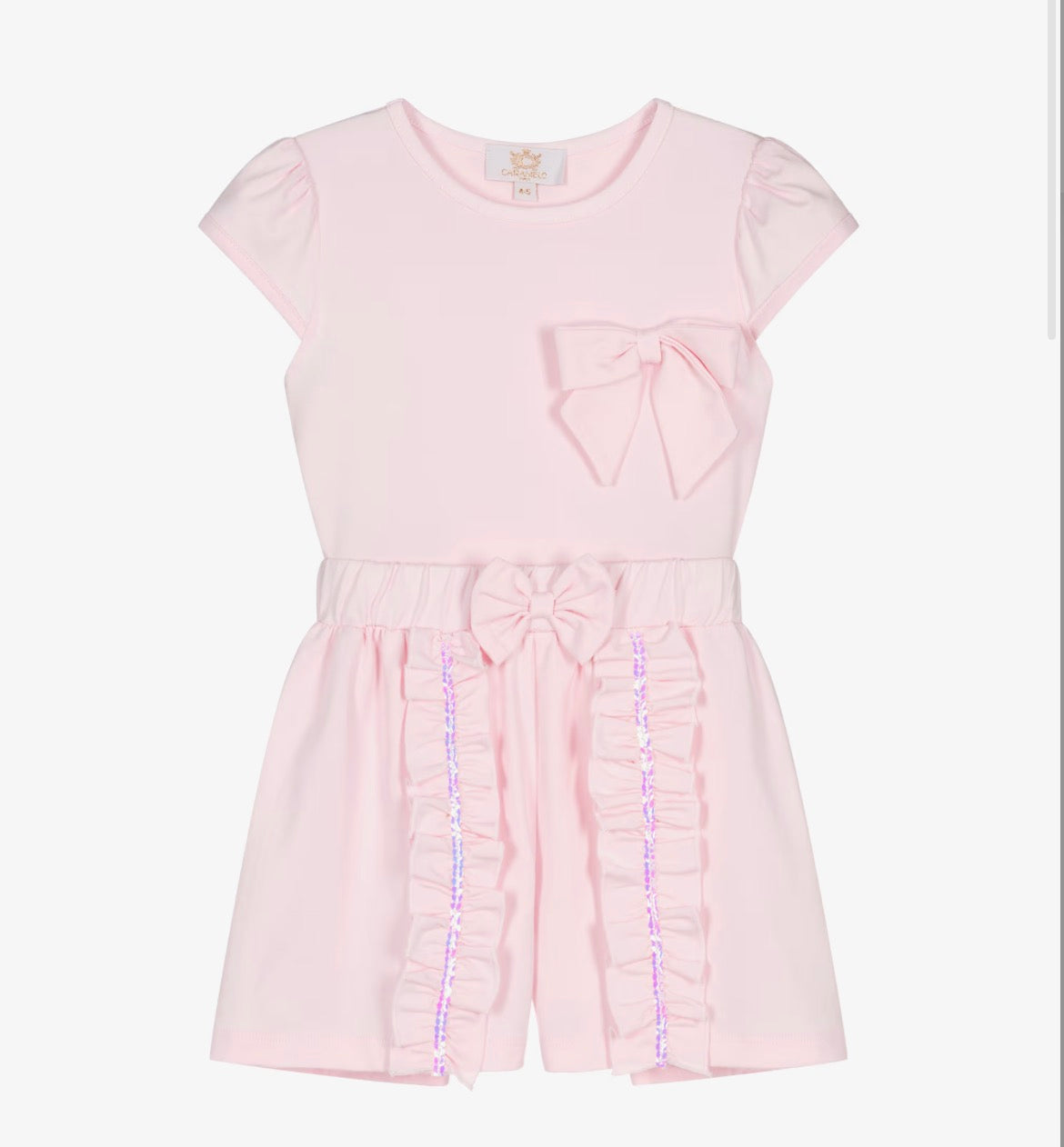 Caramelo Kids Girls Pink Cotton Ruffle Shorts Set