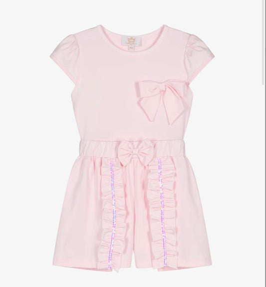 Caramelo Kids Girls Pink Cotton Ruffle Shorts Set