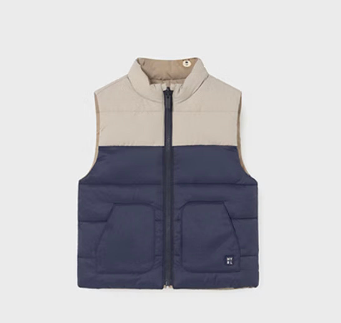 Mayoral Baby Boy Navy & Beige Reversible Gilet
