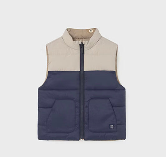 Mayoral Baby Boy Navy & Beige Reversible Gilet